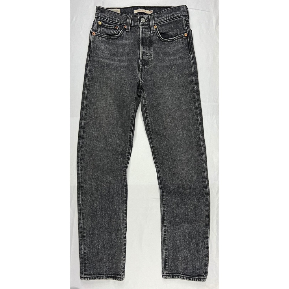 Levis Premium Wedgie Straight Jeans Washed Black High Rise 24 26x26